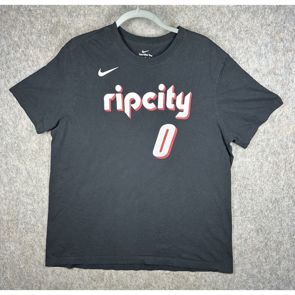Nike Damian Lillard Shirt Mens XL Black Rip City Trail Blazers NBA Tee #0